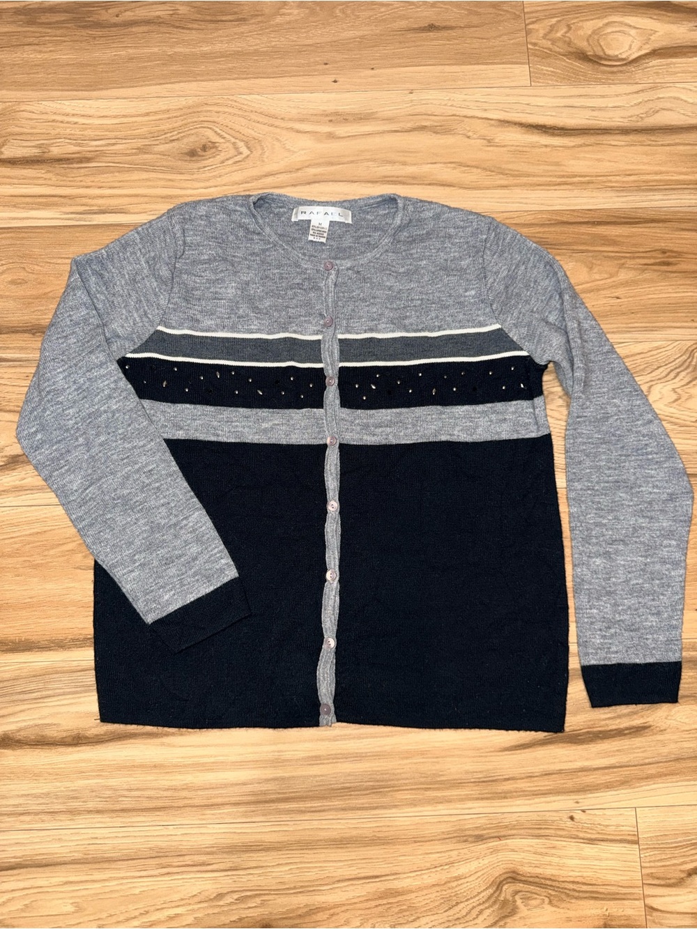 RAFAEL Gray and Black Women's Button-Front Cardigan